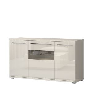 Modern Dining Room Cabinet with Glazed Storage in Beige or White