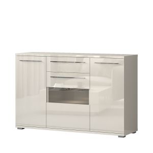 Modern Dining Room Cabinet with Glazed Storage in Beige or White