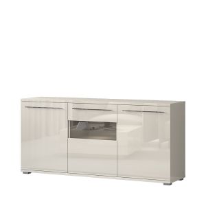 Modern Dining Room Cabinet with Glazed Storage in Beige or White