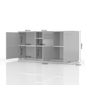 Modern Dining Room Cabinet with Glazed Storage in Beige or White